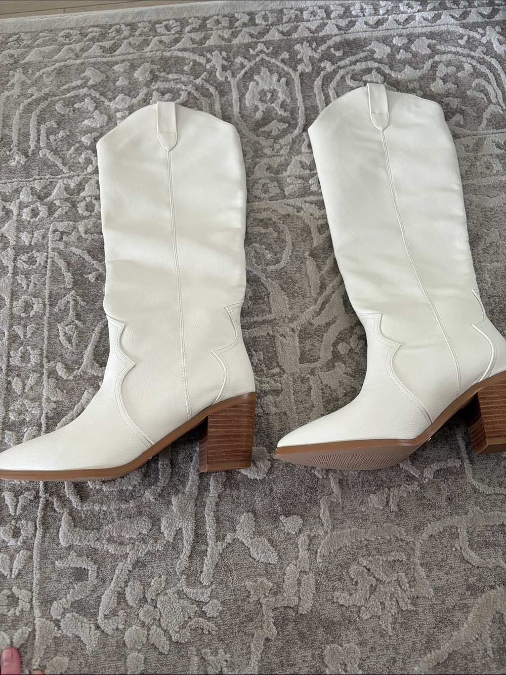 Billini White Western Knee-High Heeled Boots